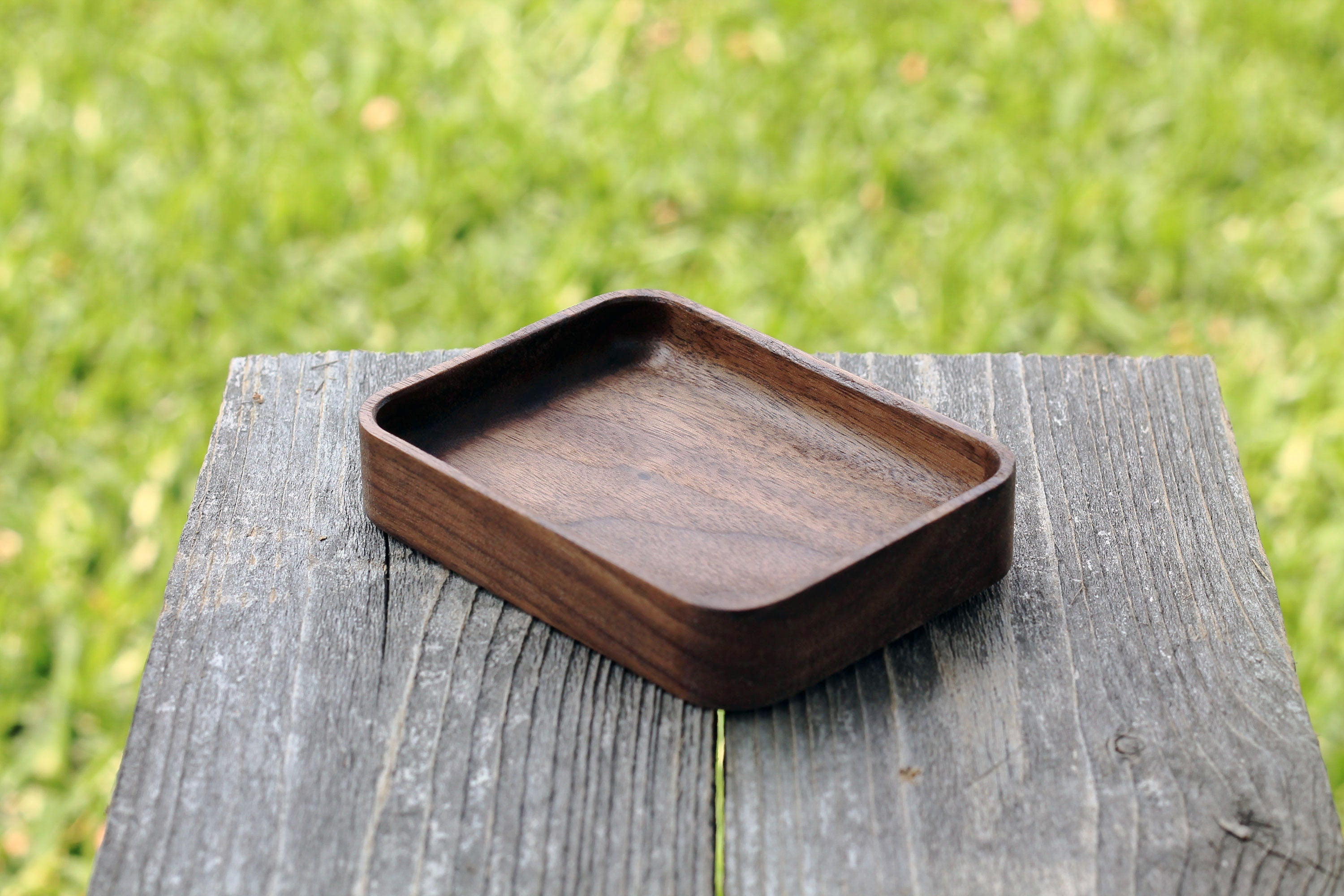 Black Walnut & Oak Hardwood Trays, Centerpiece, Gift, Stackable, Slim, Timeless, Modern Valet Catch All Decor - Foundation Series Rectangle