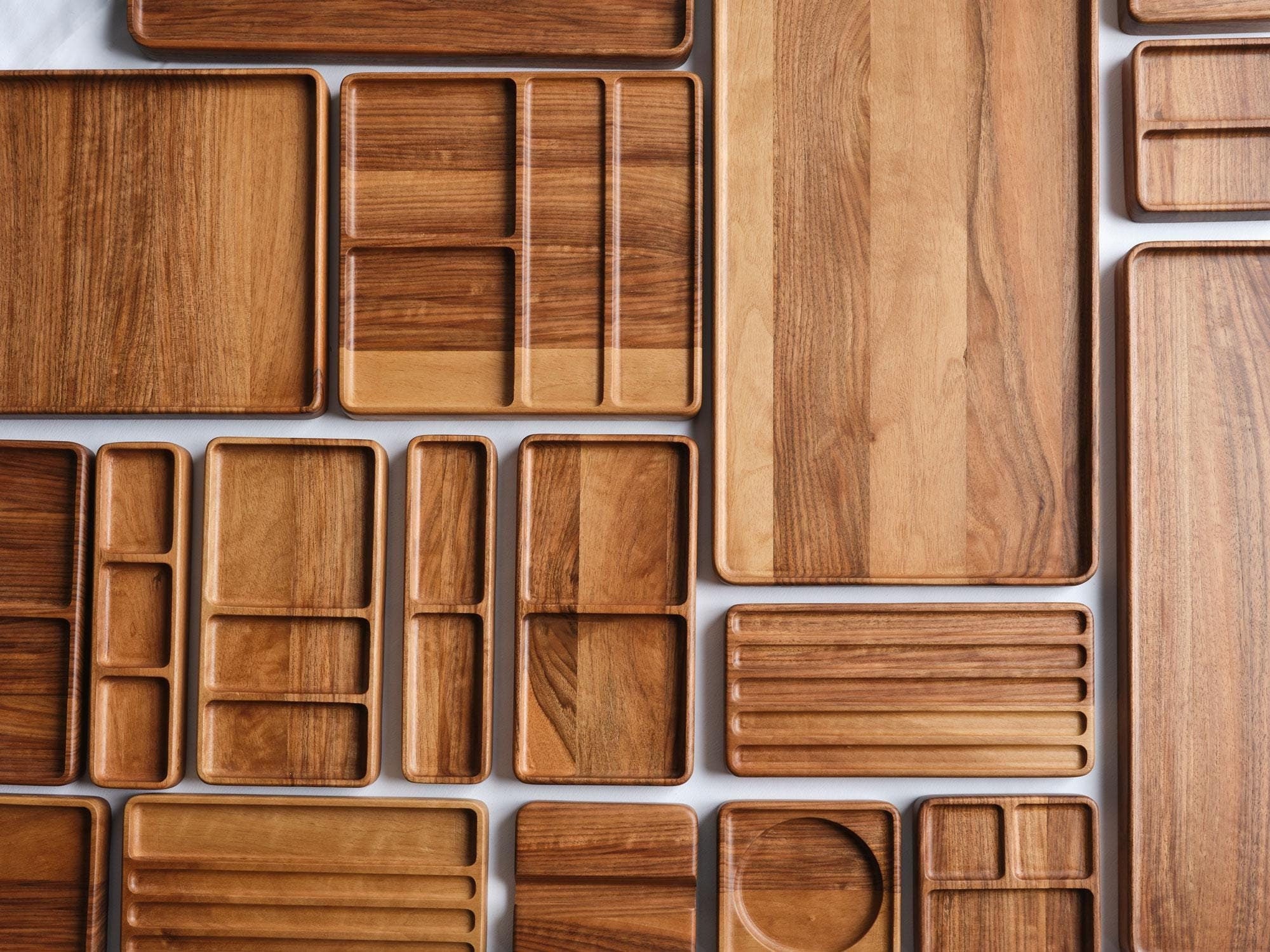 Handmade Beech Wood Desk Tray: Minimalist Office Organizer