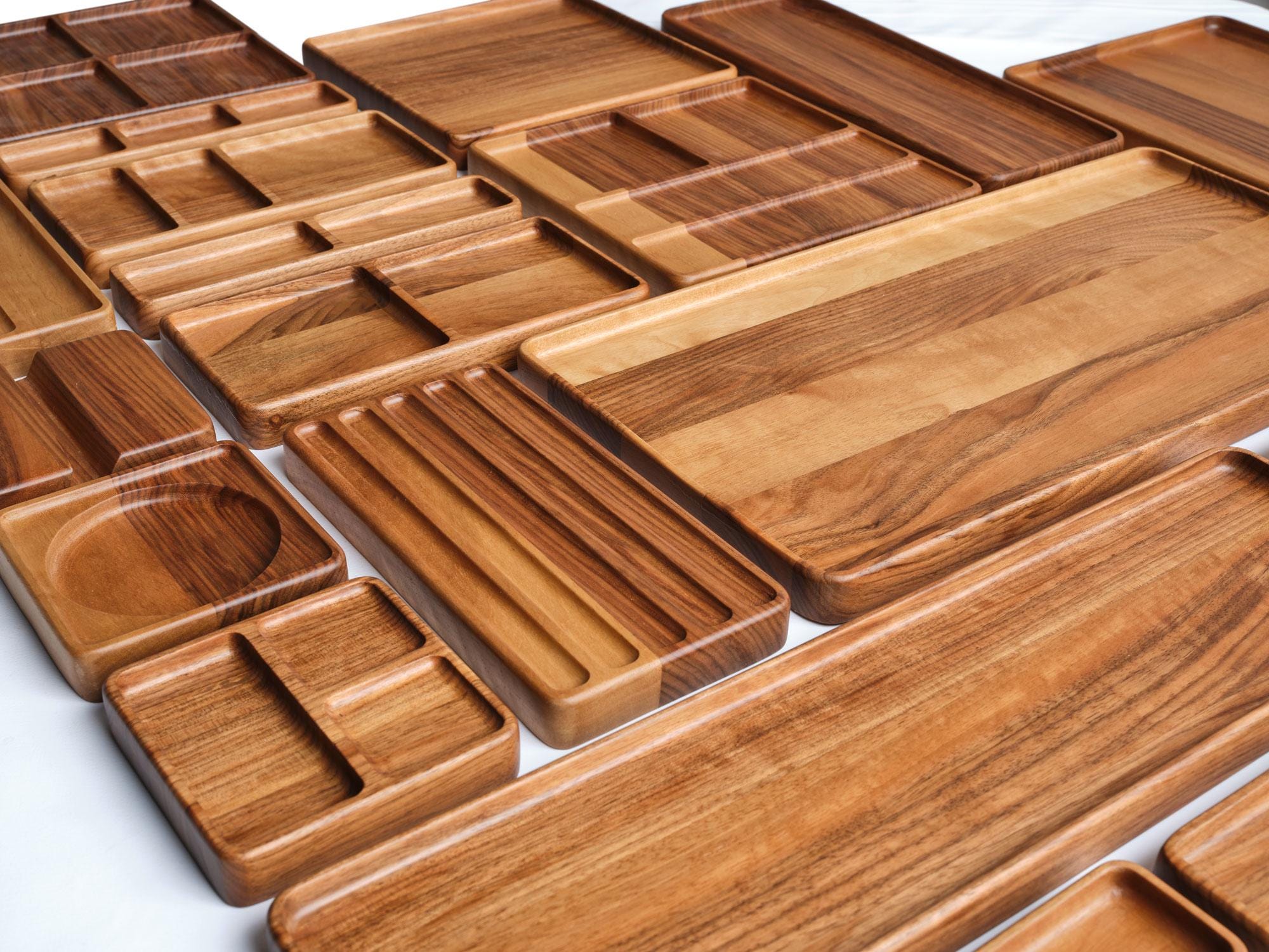 Handmade Beech Wood Desk Tray: Minimalist Office Organizer