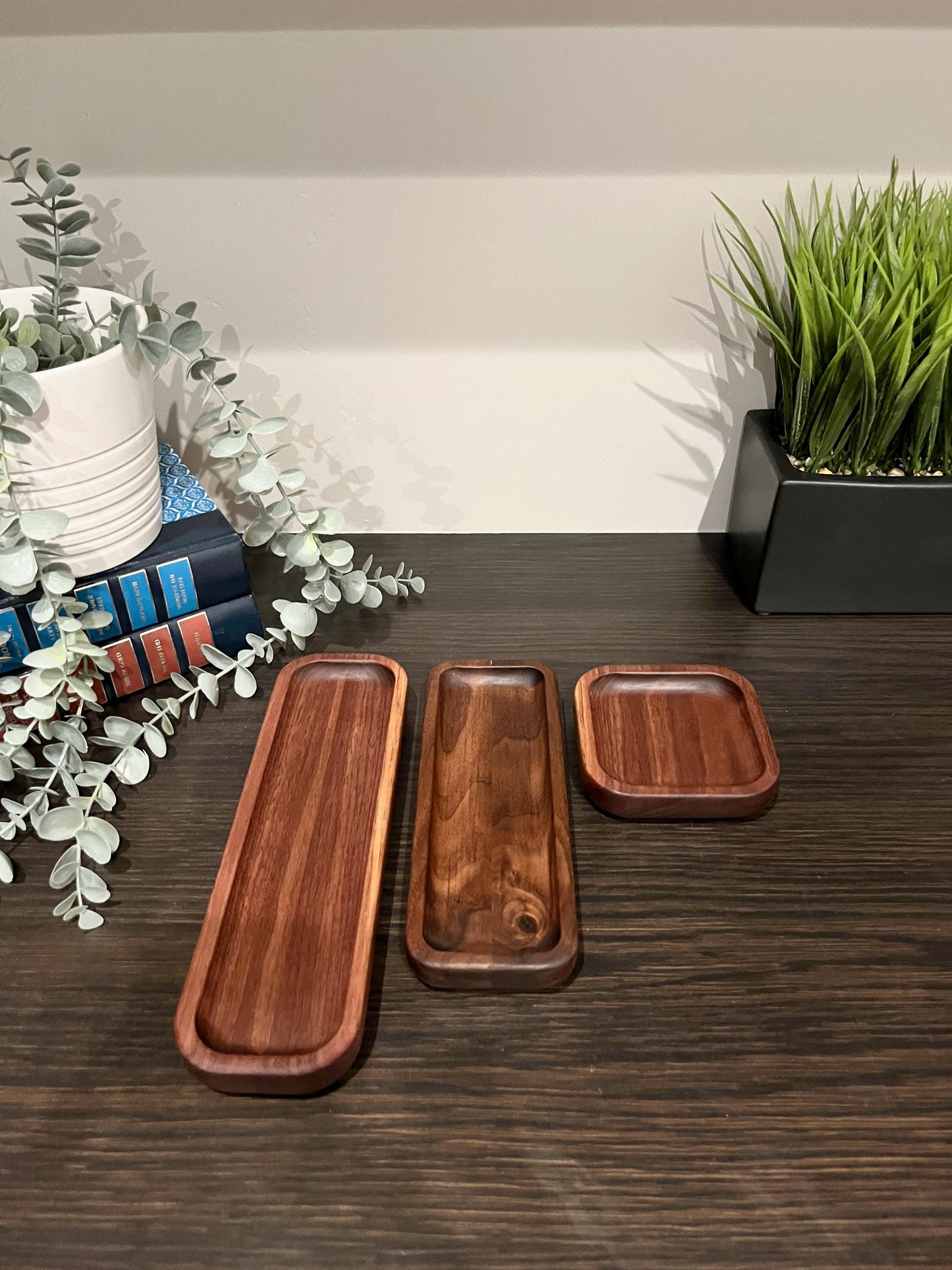 Catch All Drop Tray: Solid Walnut Custom Cut Wood Tray In Multiple Sizes