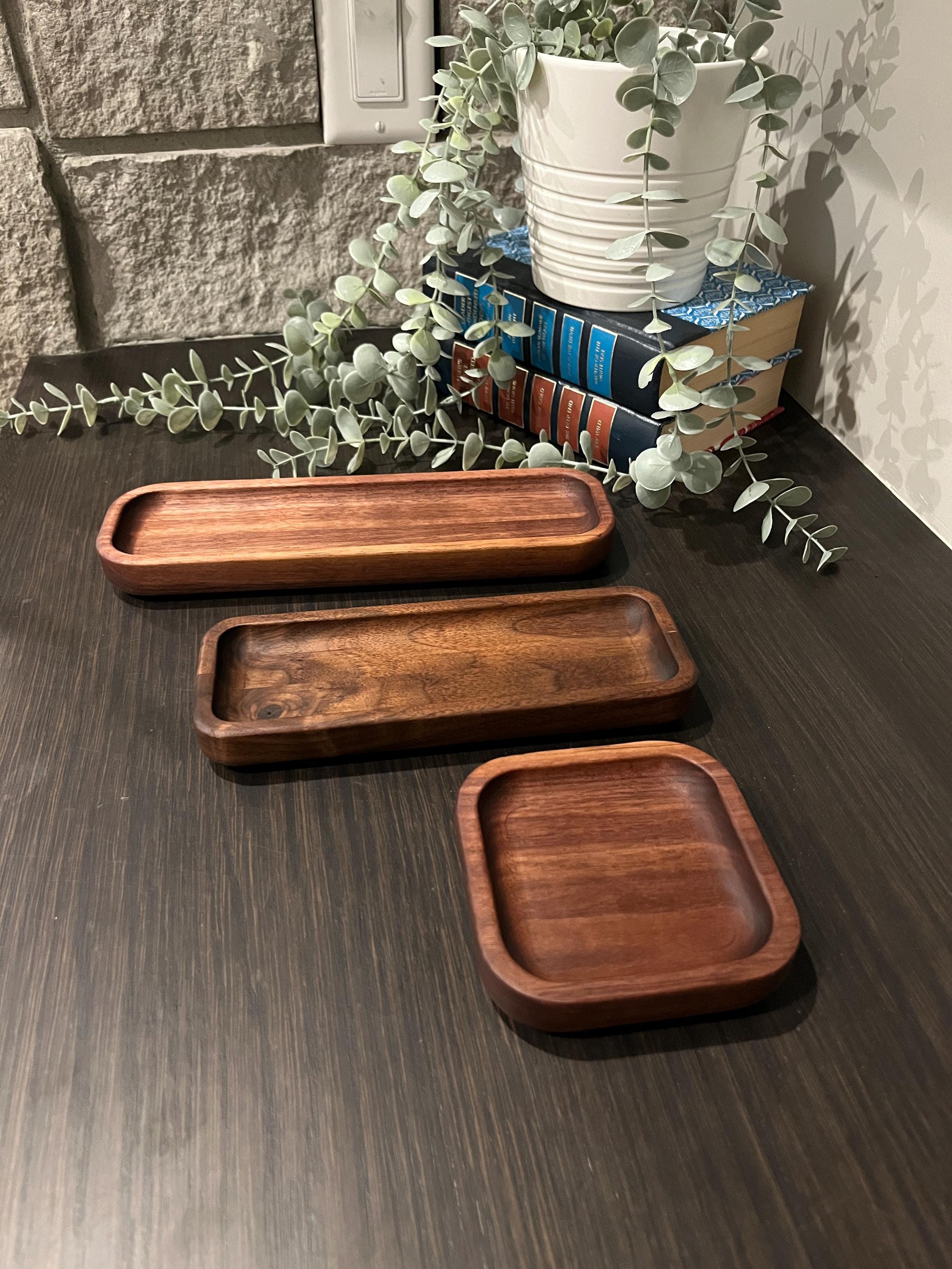 Catch All Drop Tray: Solid Walnut Custom Cut Wood Tray In Multiple Sizes