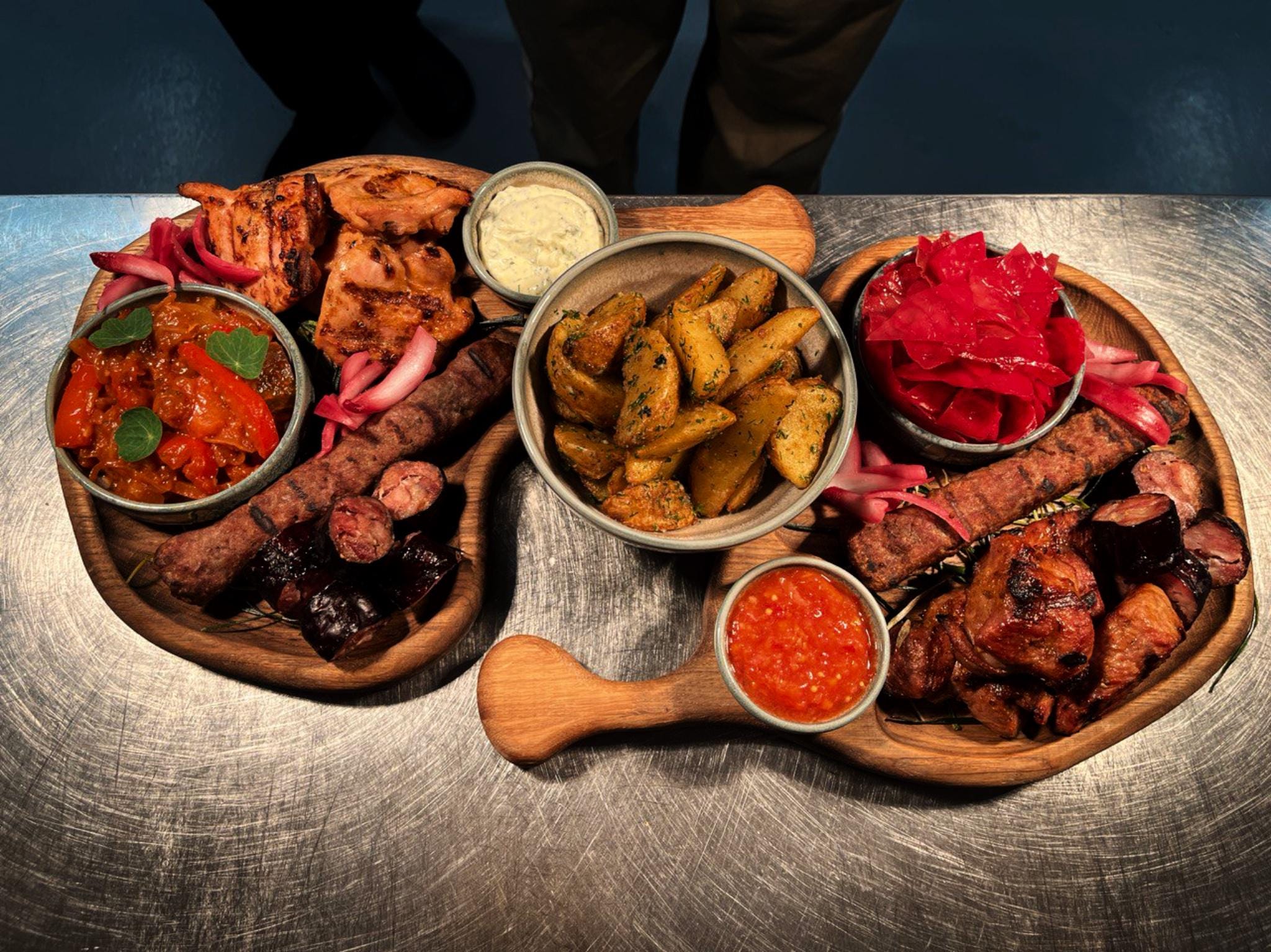 Set Of 10 Wooden Serving Boards With Sauce Section, Handcrafted Oak Appetizer Trays For Cheese, Dips Or Snacks, Rustic Kitchen Or Gift Idea