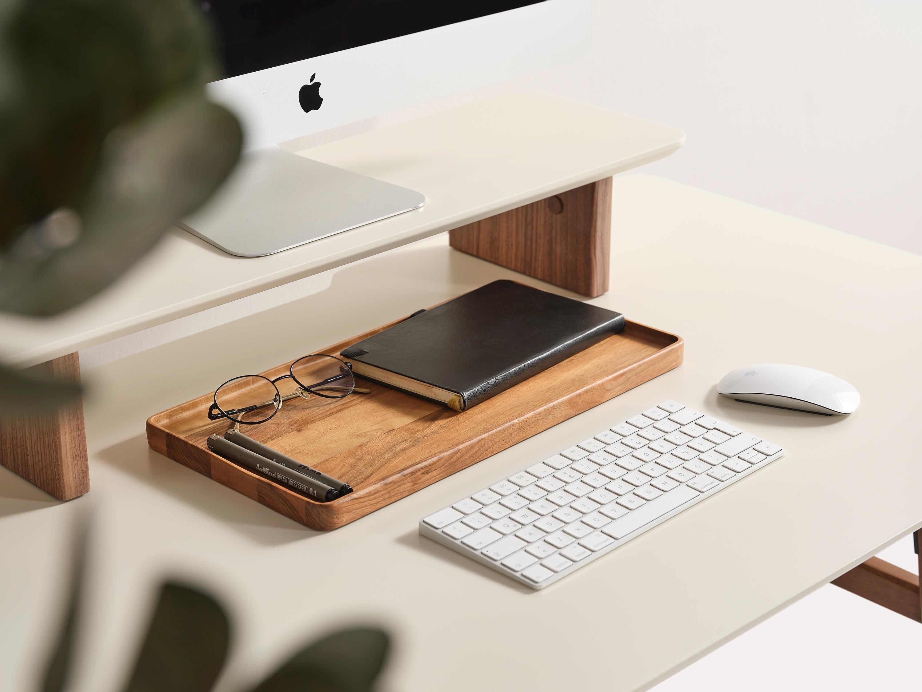 Handmade Beech Wood Desk Tray: Minimalist Office Organizer