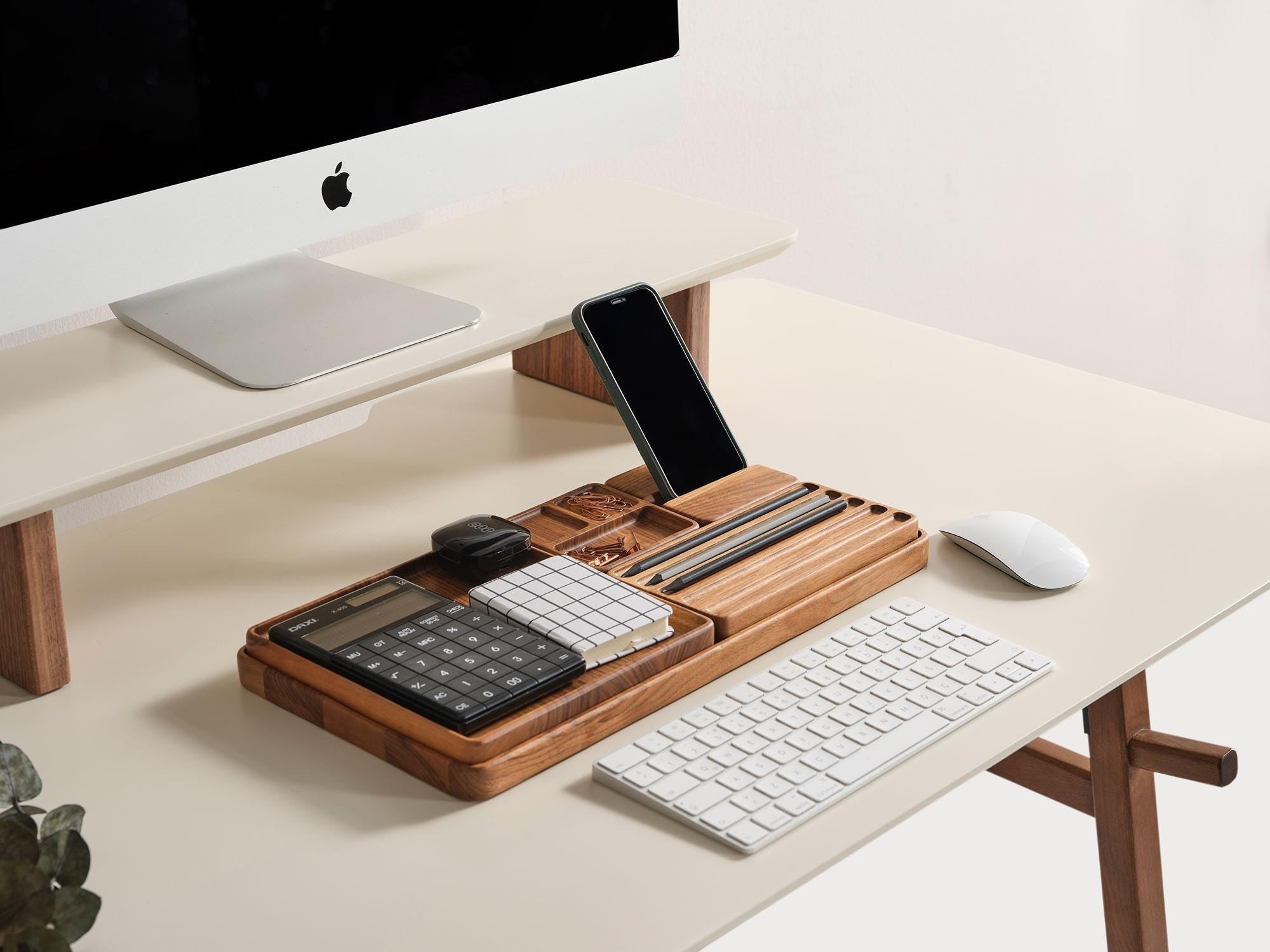 Handmade Beech Wood Desk Tray: Minimalist Office Organizer