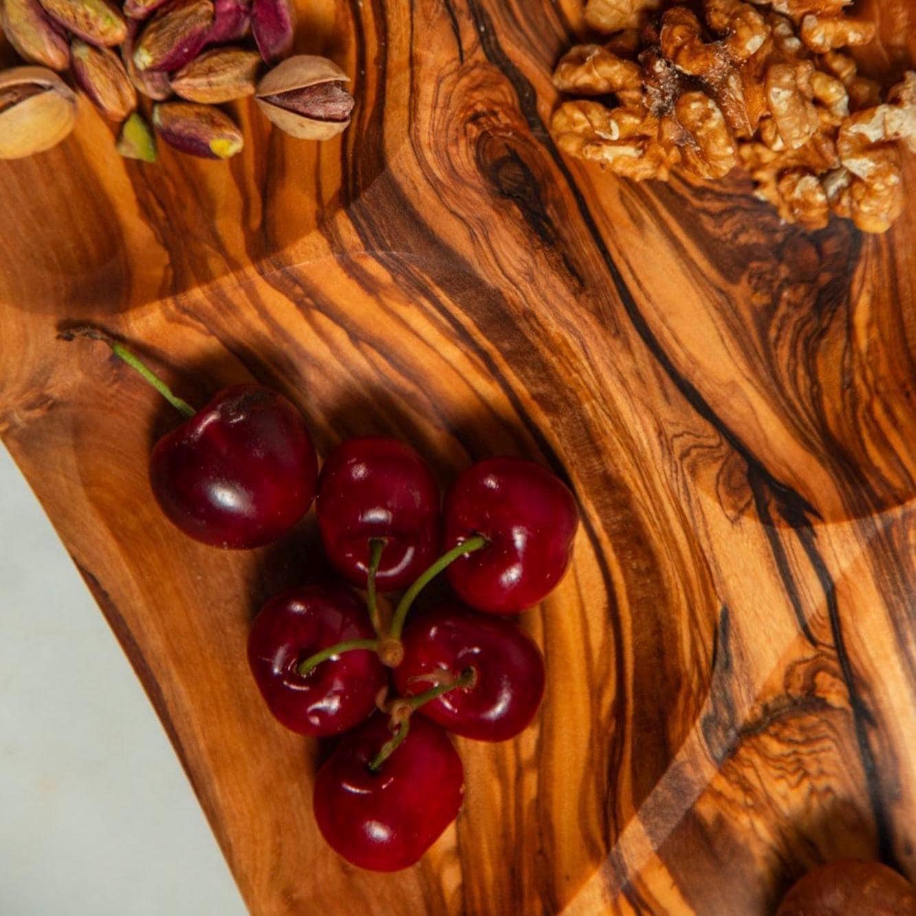 Handmade Olive Wood Snack Tray - Freeform Charcuterie Dish With 4 Sections - Natural Snack & Charcuterie Board - Organic Serving Platter