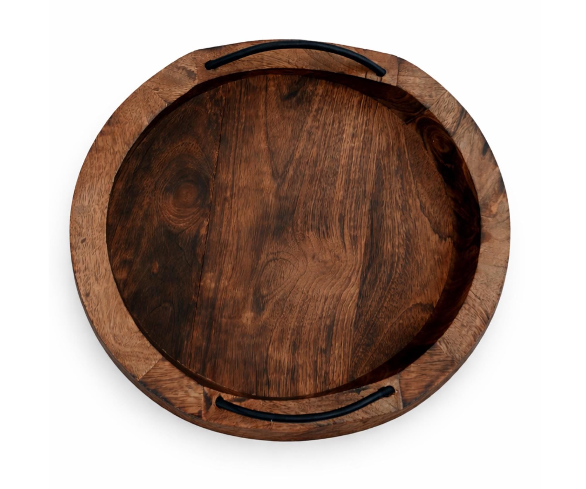 Handmade Mango Wood Serving Tray, Rustic Farmhouse Decor, 8 Inch