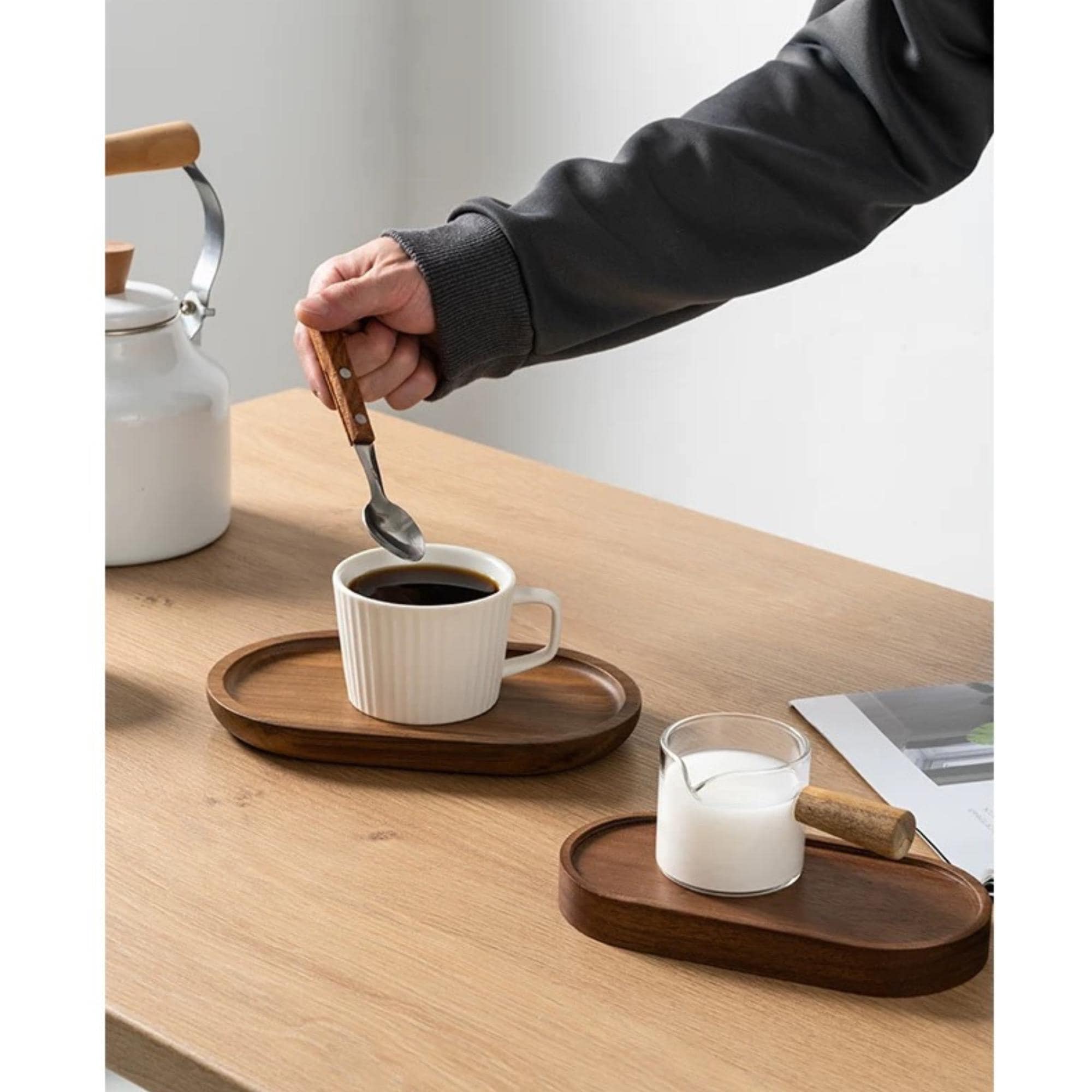 Japanese Style Acacia Wood Trays | Oval Serving Platters | Rustic Trinket Dishes For Entryway, Vanity Or Coffee Table