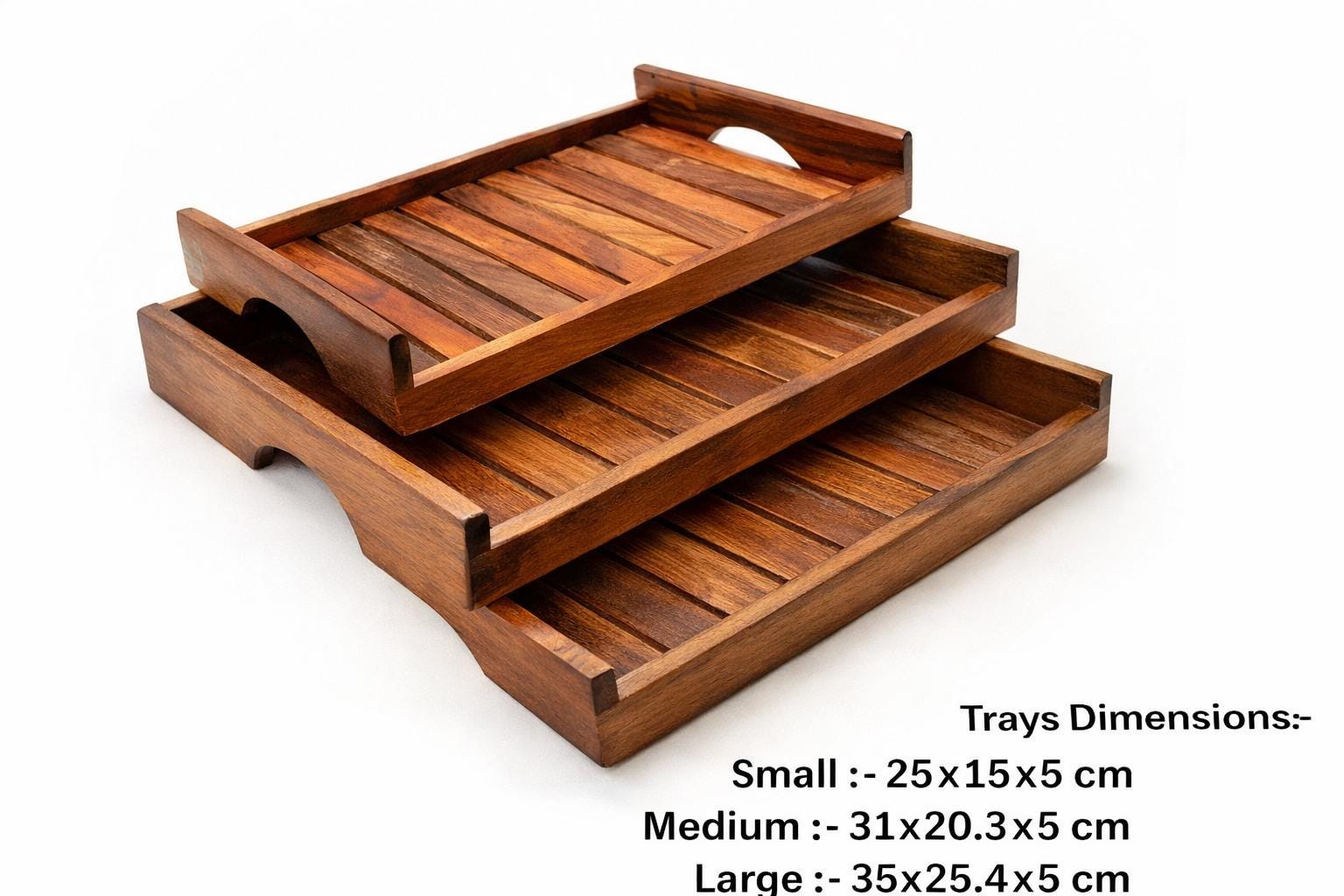 Handmade Wooden Serving Tray Set | Rustic Kitchen Organizer (set Of 3)