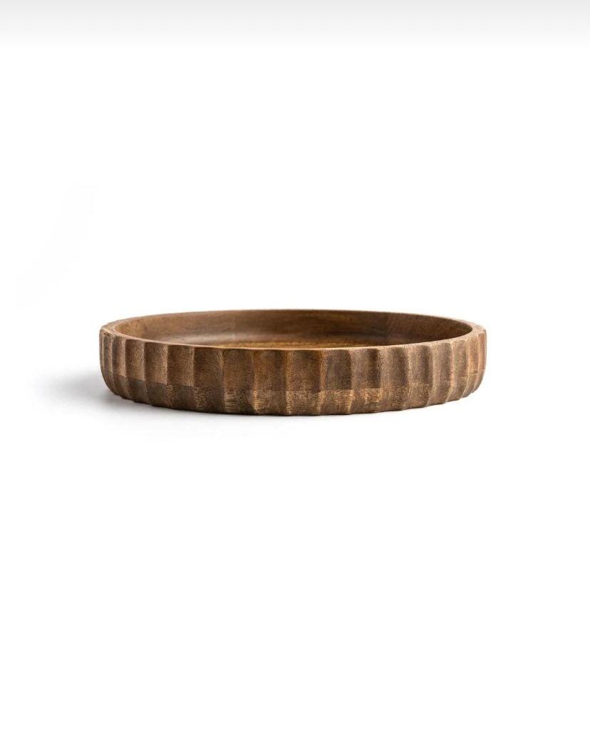 Hand Carved Mango Wood Serving Tray – Rustic Carved Edge Appetizer Plate