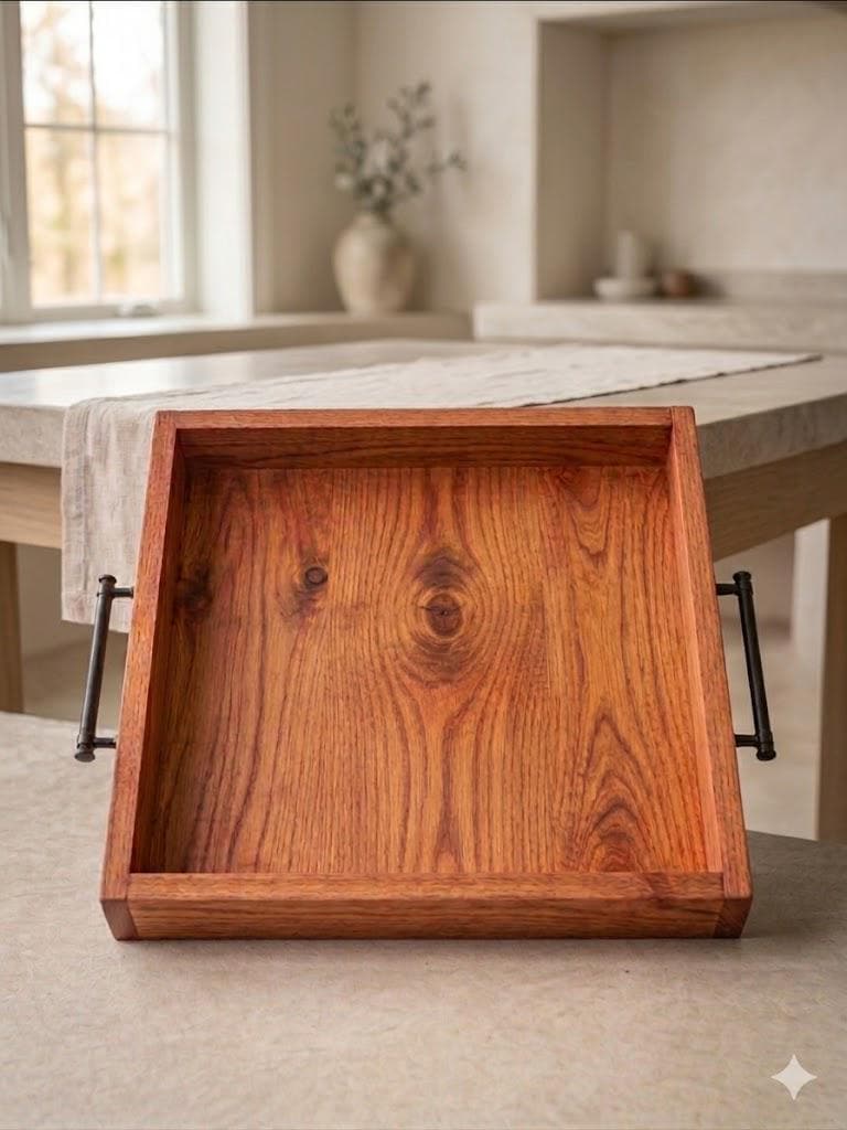 Rustic Wooden Serving Tray With Handles